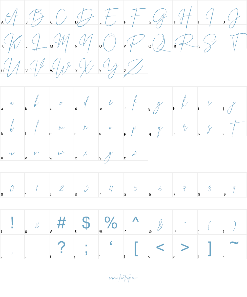 Prestige Signature Script Demo Font Character